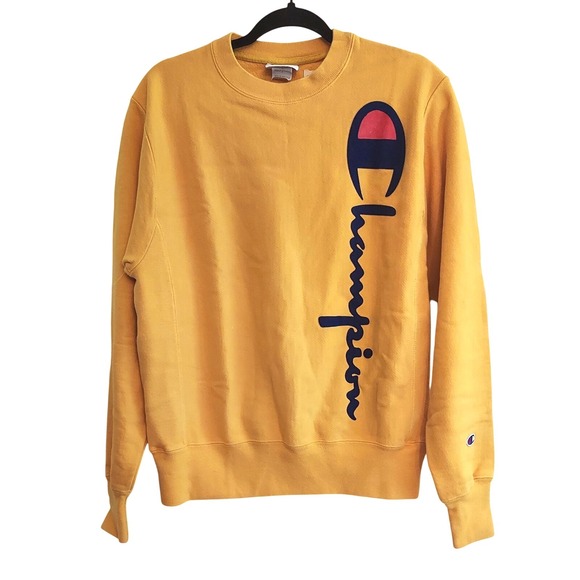 Champion Other - Champion Vintage Reverse Weave Crewneck Sweatshirt Gold Yellow Logo Size S